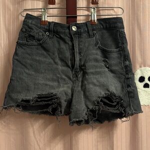 American Eagle Outfitters Charcoal Distressed Jean Shorts